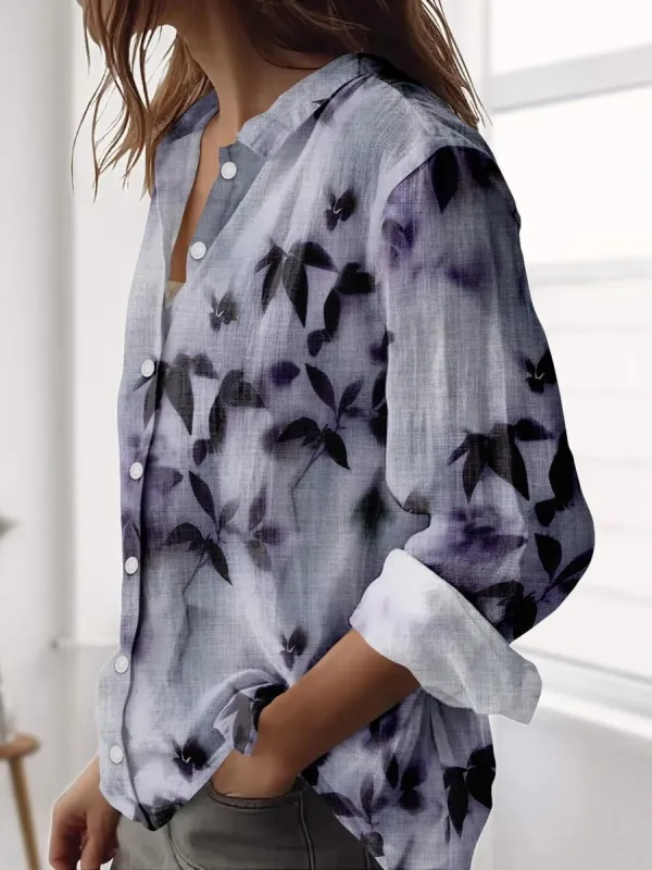 Watercolor Leaf Print Shirt