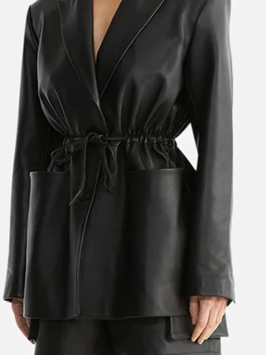LEATHER LAPEL BLAZER