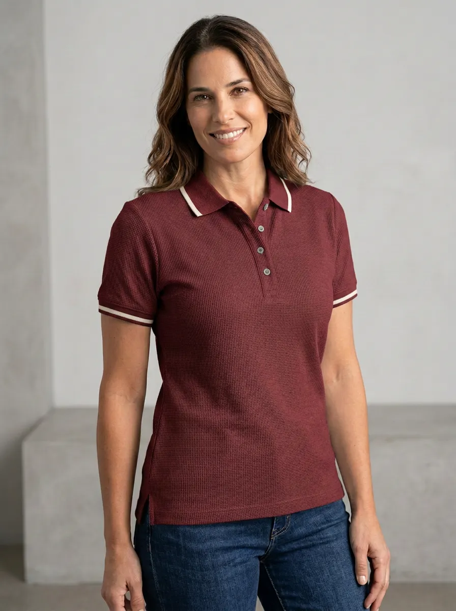 Women's Everyday Waffle-Knit Polo Shirt