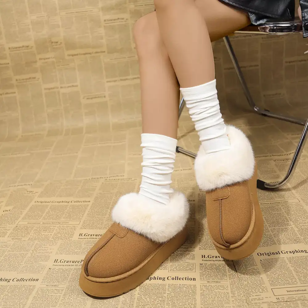 Fuzzy Platform Ankle Boots