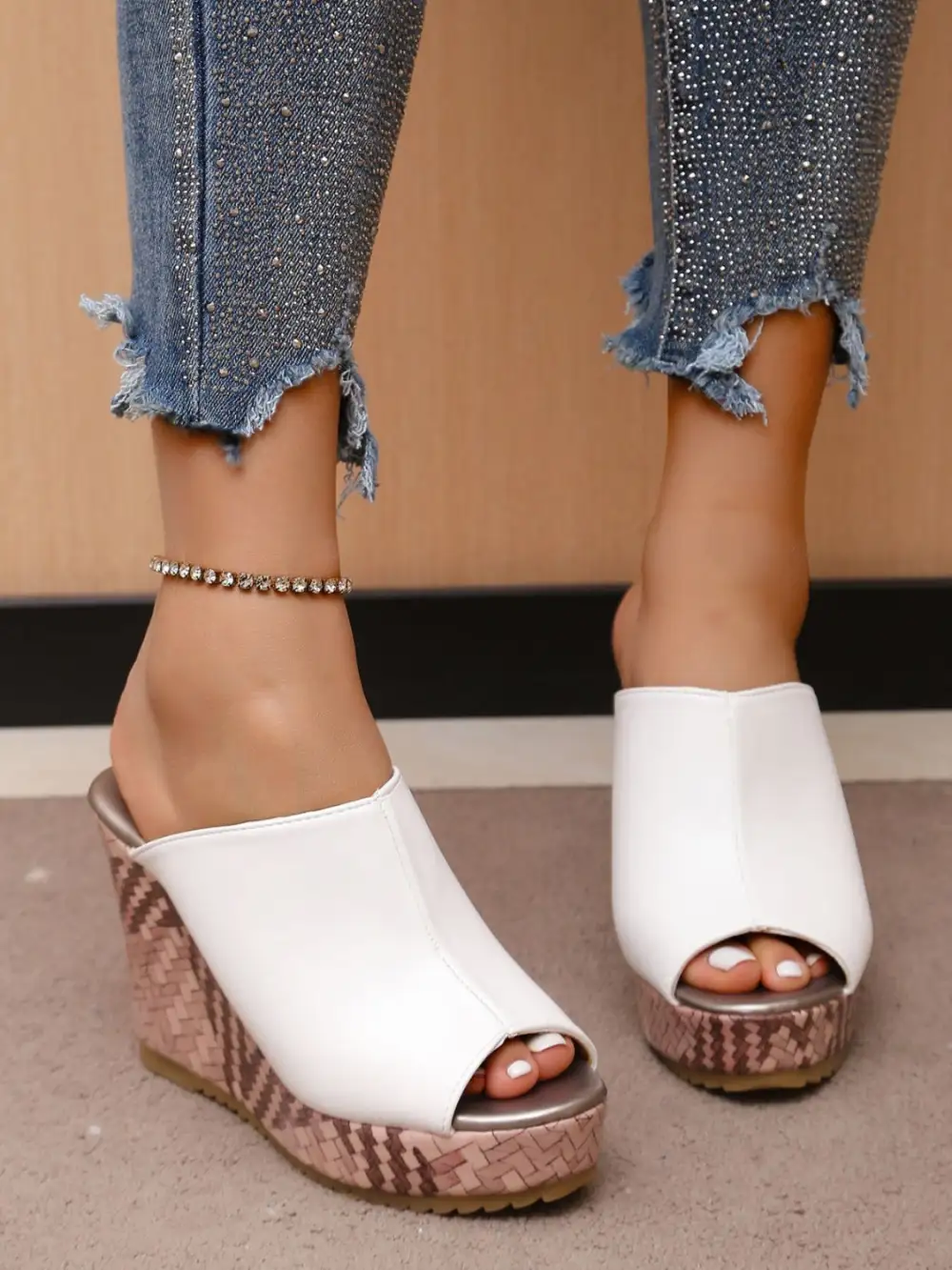 Pu Leather High Heel Sandals
