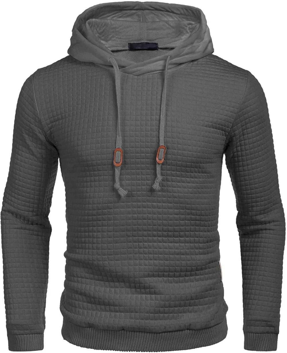 Gym Drawstring Plaid Jacquard Hoodie