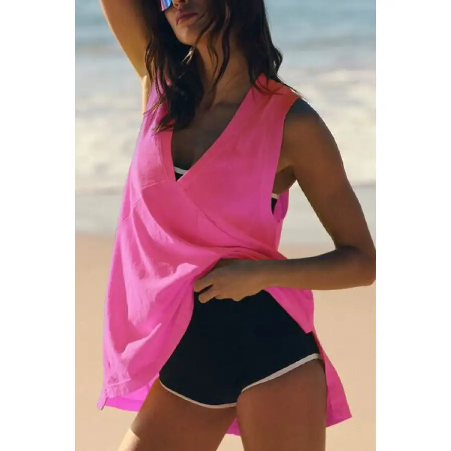 Side Slit V Neck Tank