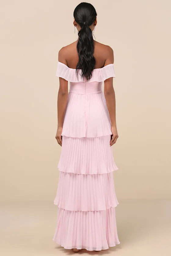 Always Remarkable Light Blue Floral Off-the-Shoulder Maxi Dress