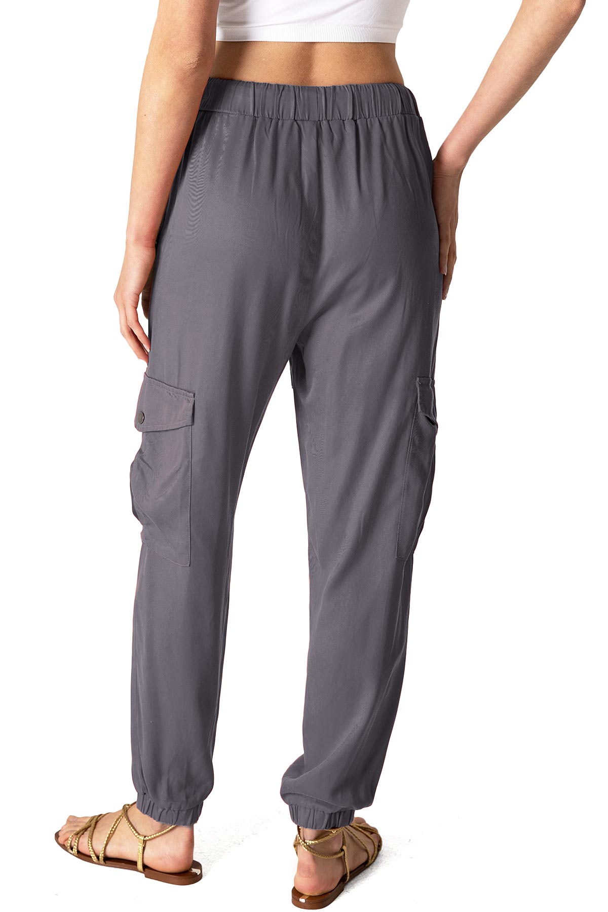 Red Drawstring Cargo Joggers