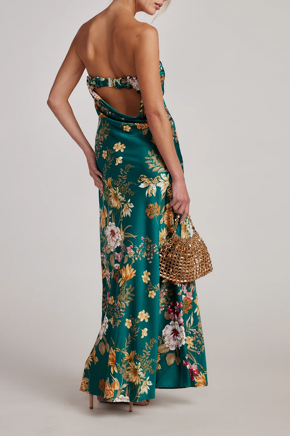 Blue And Gold Watercolor Maxi Dress