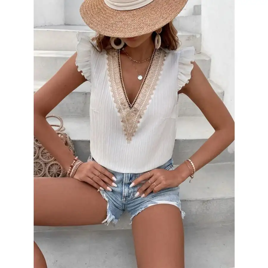 V-Neck Ruffled Tank Top