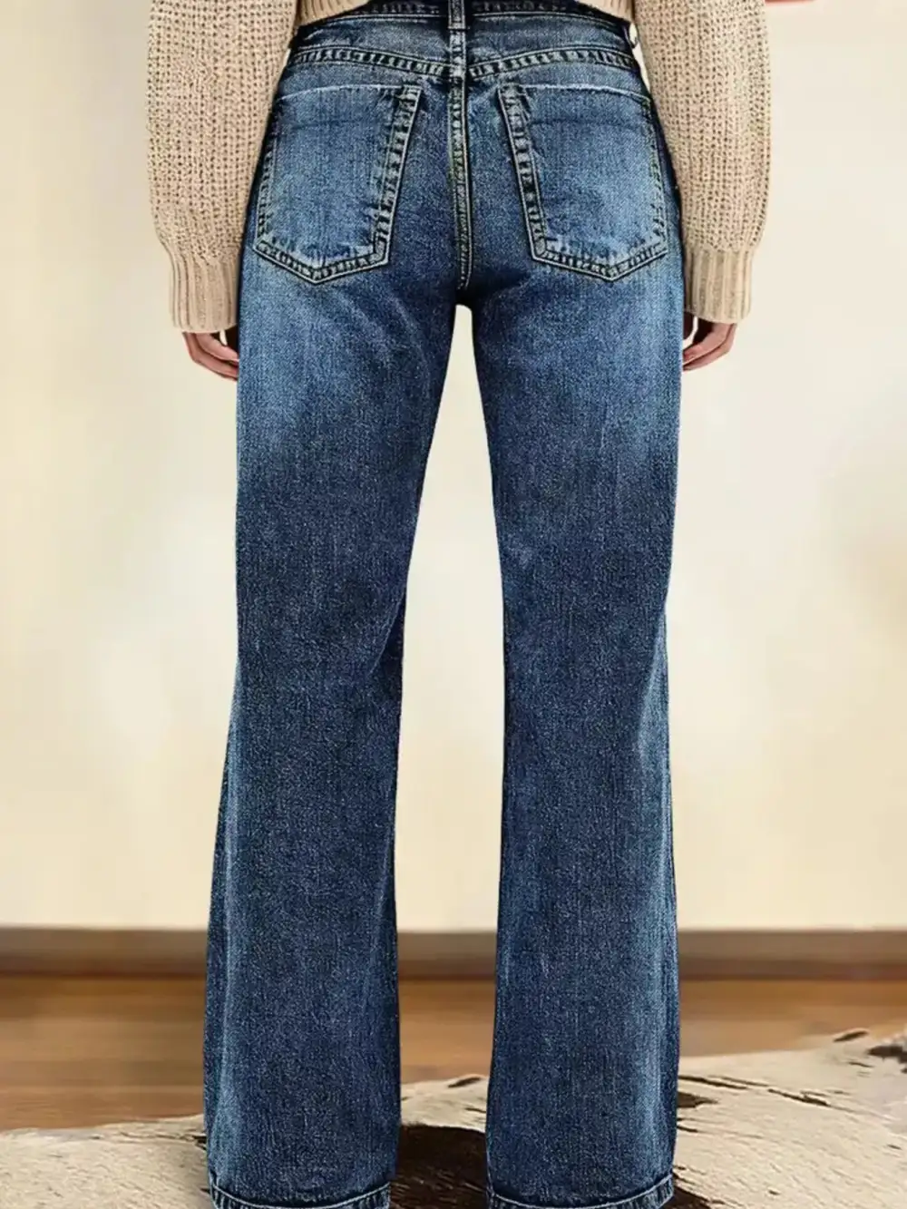 Vintage Wash Straight Leg Jeans