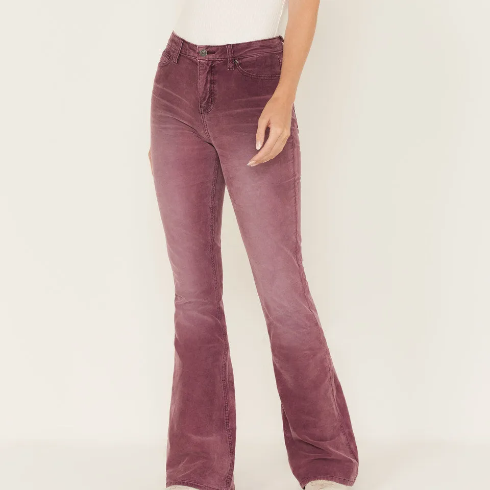 High Rise Flare Corduroy Embroidered Jeans
