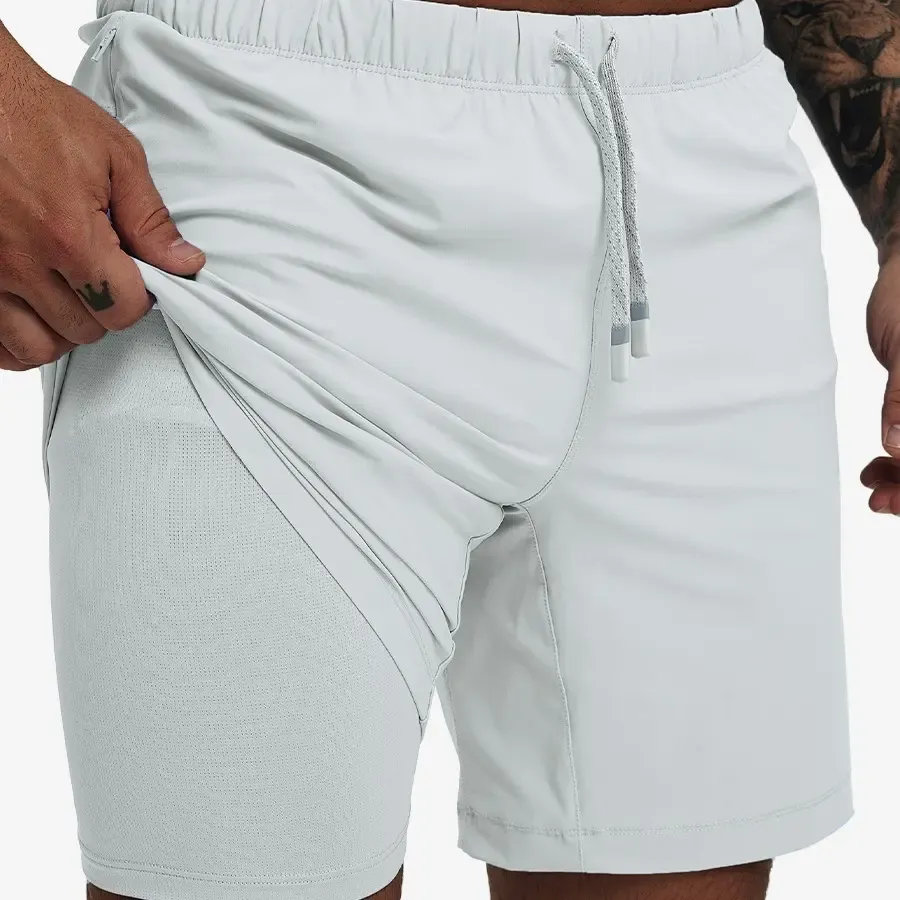 MAELREG Men's 2-in-1 Running Shorts with Liner, Outdoor Hiking Gym Training Shorts, Breathable Athletic Workout Shorts with Towel Hook