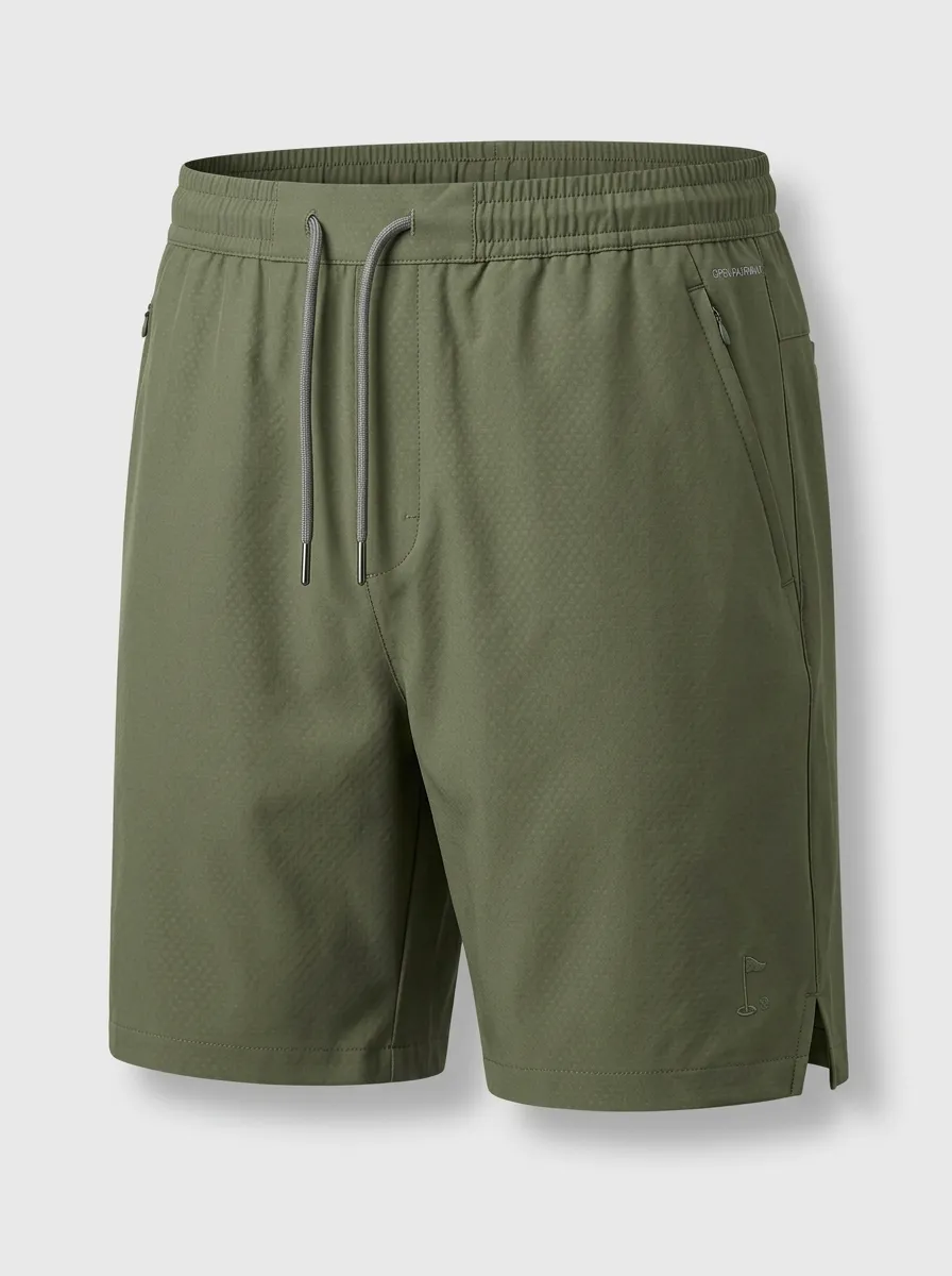 Clubhouse Flag-Motif Golf Athletic Shorts