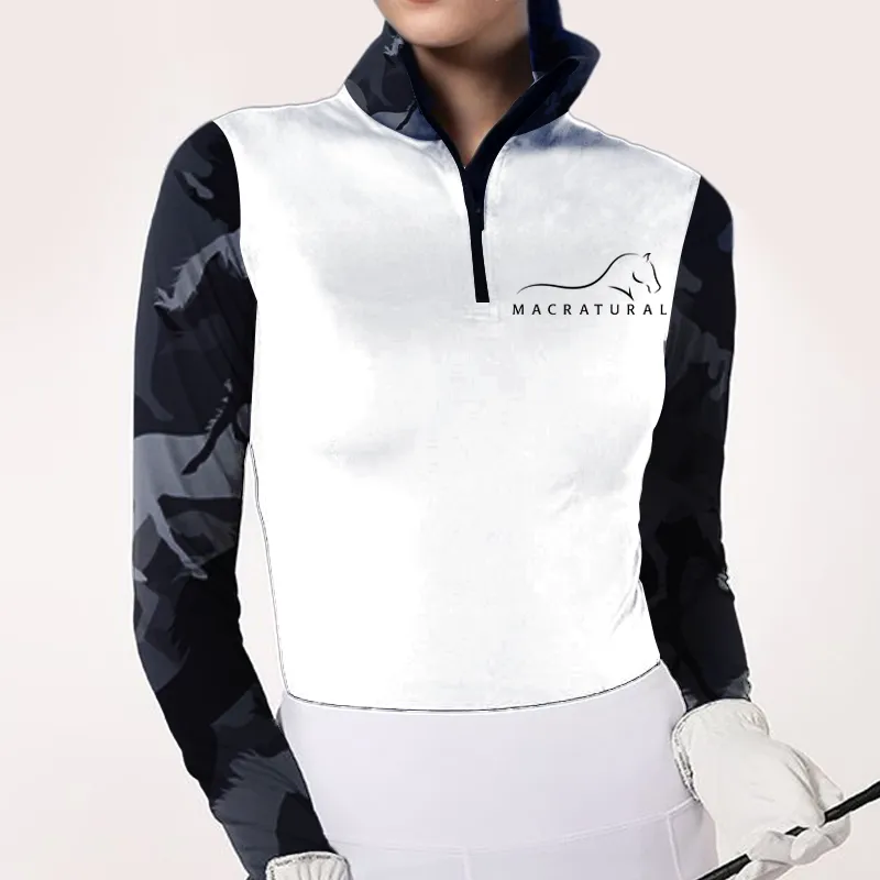 Women's Riding Style Horse Print Long Sleeve Casual Shirt