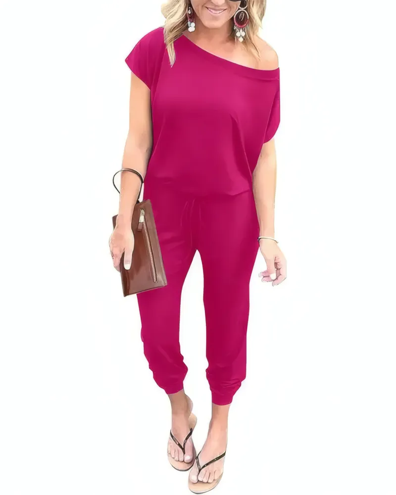 Off Shoulder Belted Jumpsuit