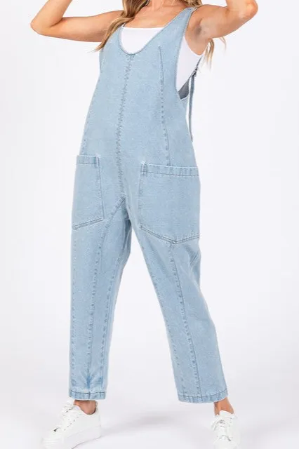 Washed Denim Jumpsuit