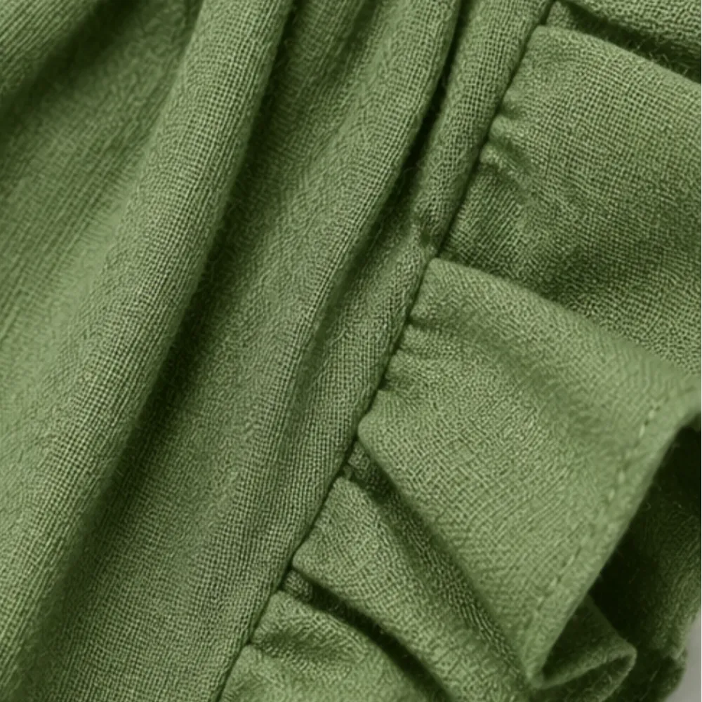 Ruffle Pocket V Midi Dress