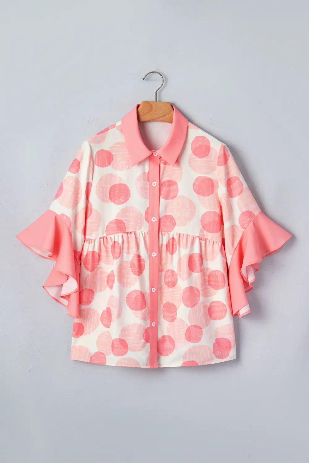 Relaxed Ruffle Sleeve Short Sleeve Casual Shirt