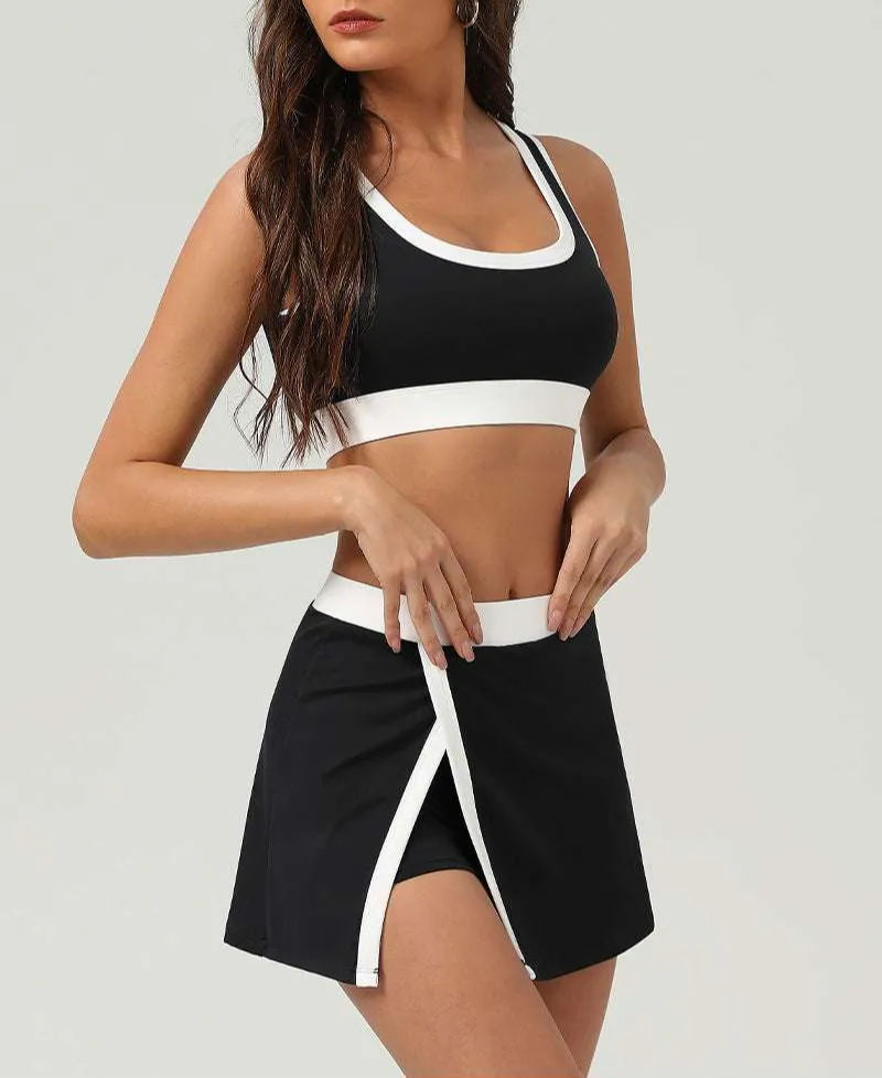 Contrast-Trim Quick-Dry Bra, Skort and Shorts Active Set