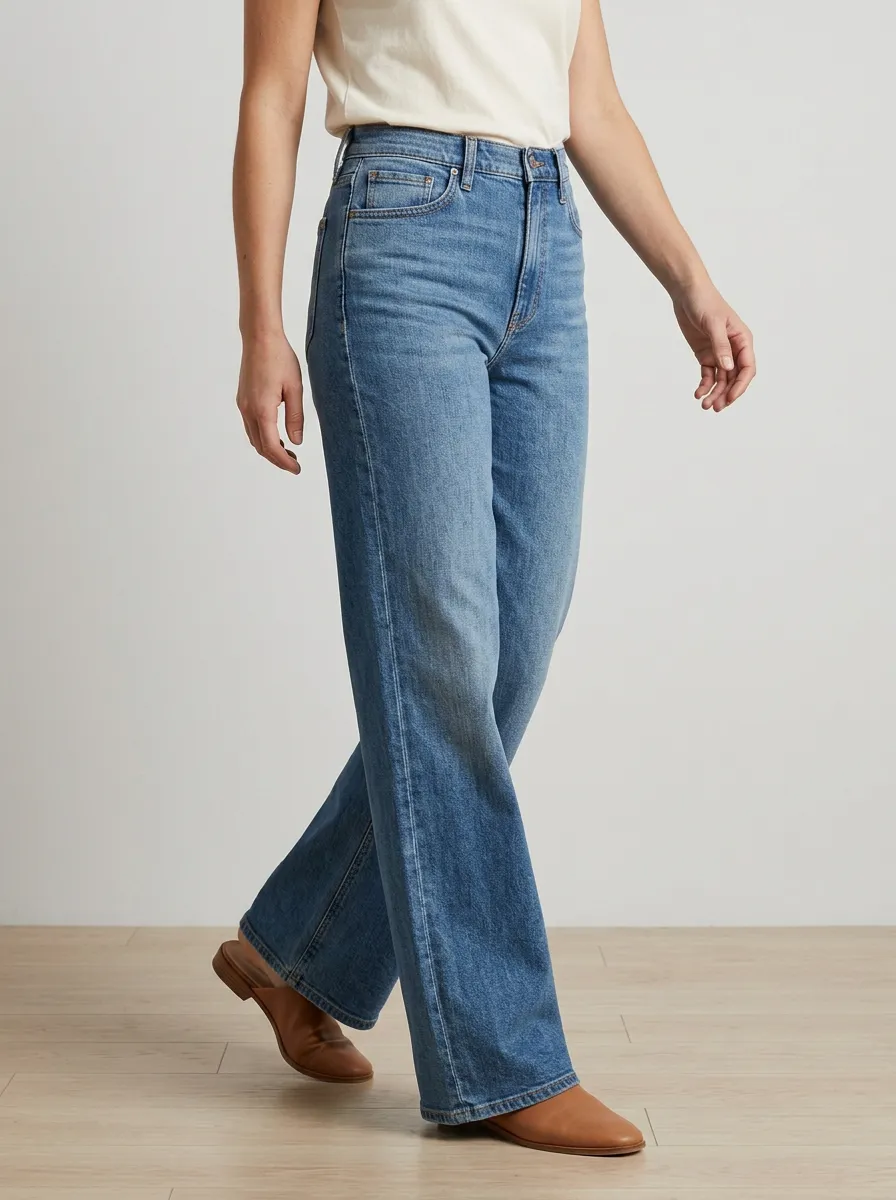 Day-to-Day High-Rise Wide-Leg Denim Jeans