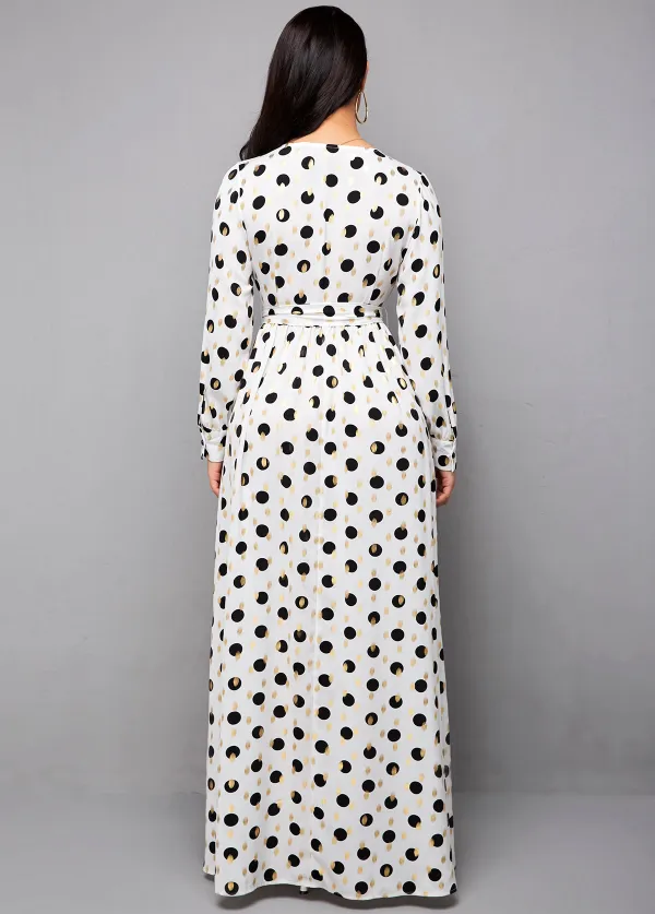 Hot Stamping Polka Dot Belted Dress