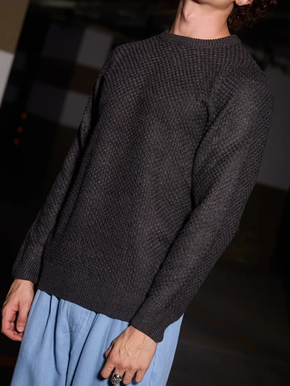 Black Knitted Pullover Sweater