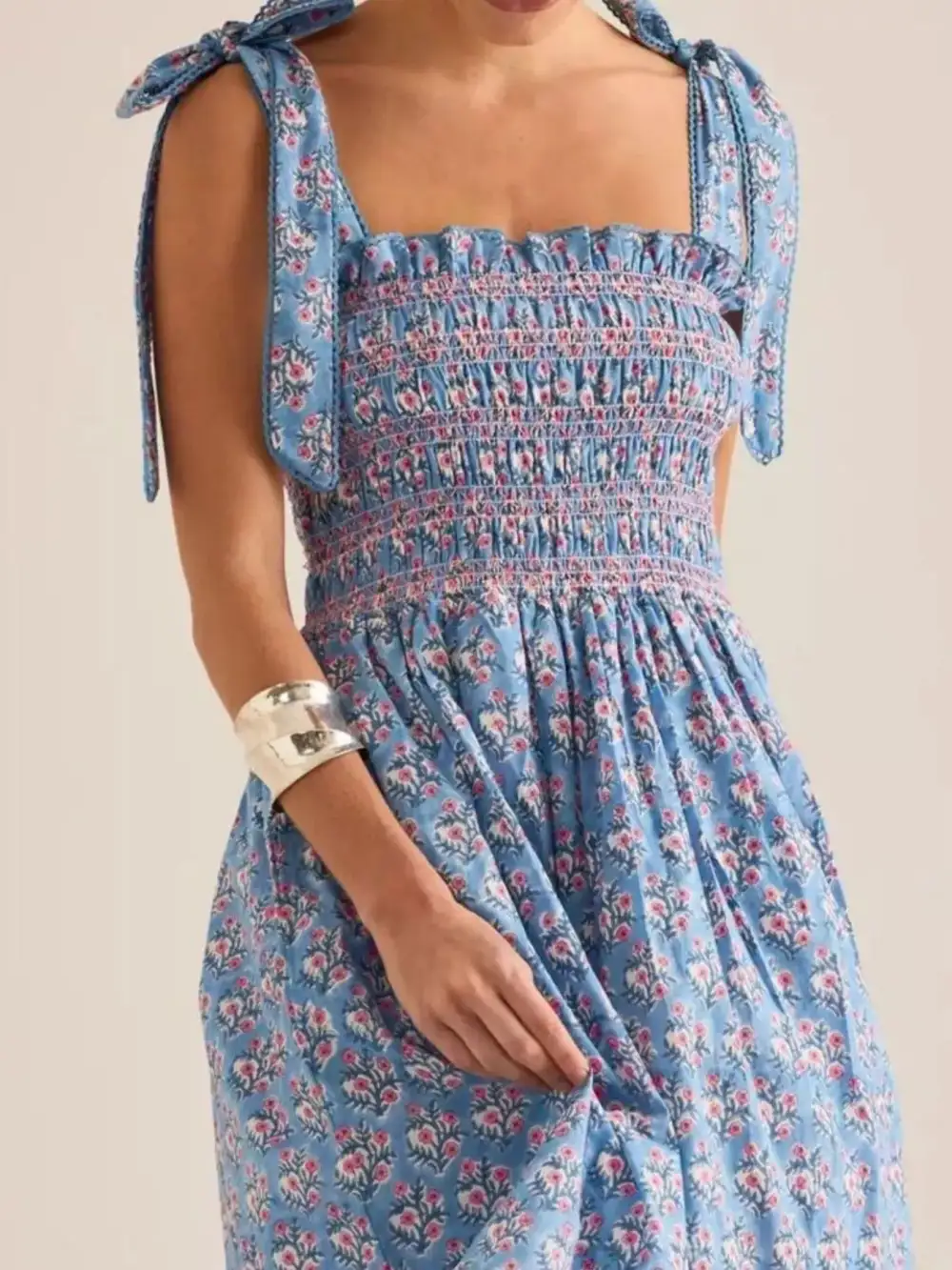 Floral Smocked Midi Dress