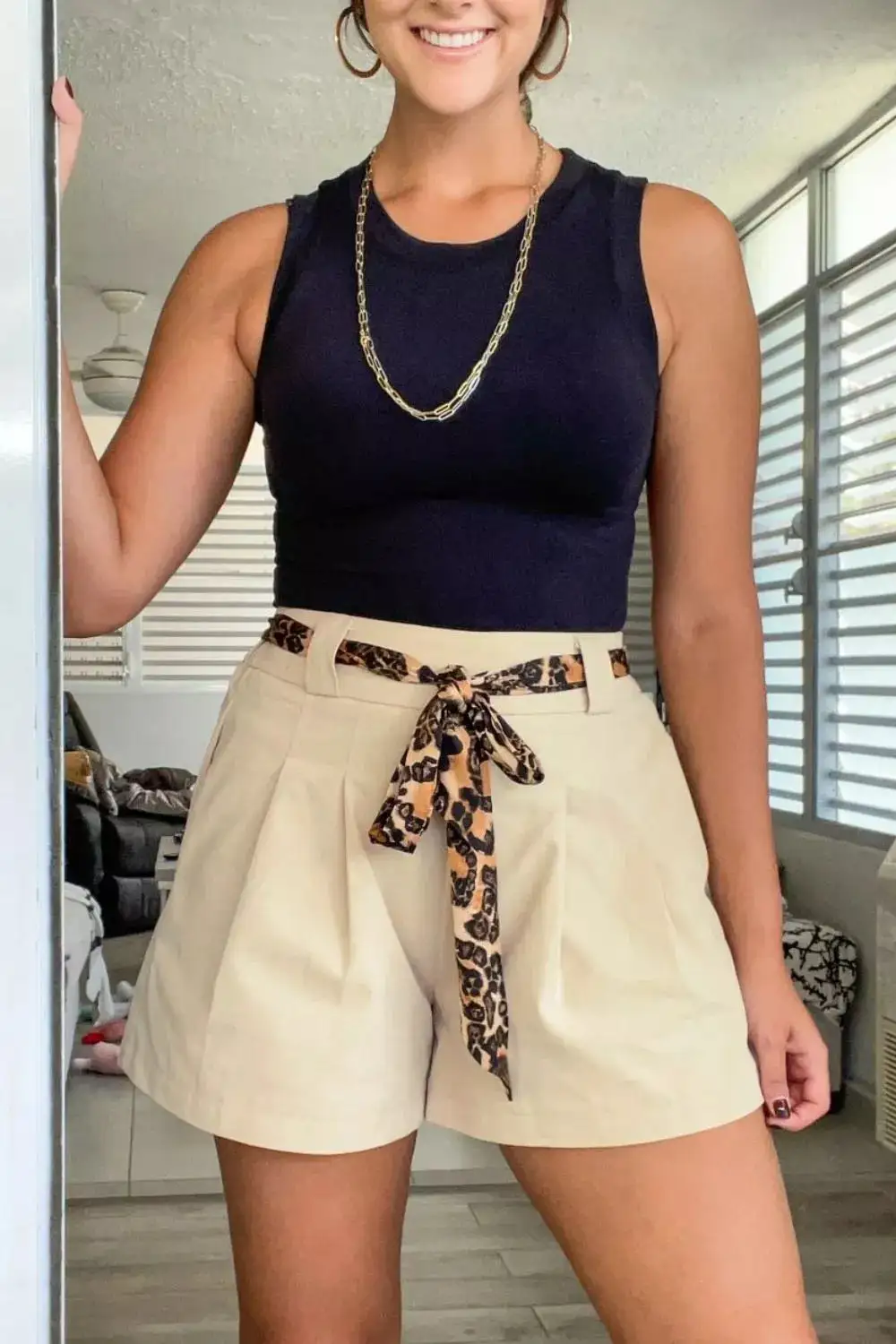 High-Waisted Pleated Shorts