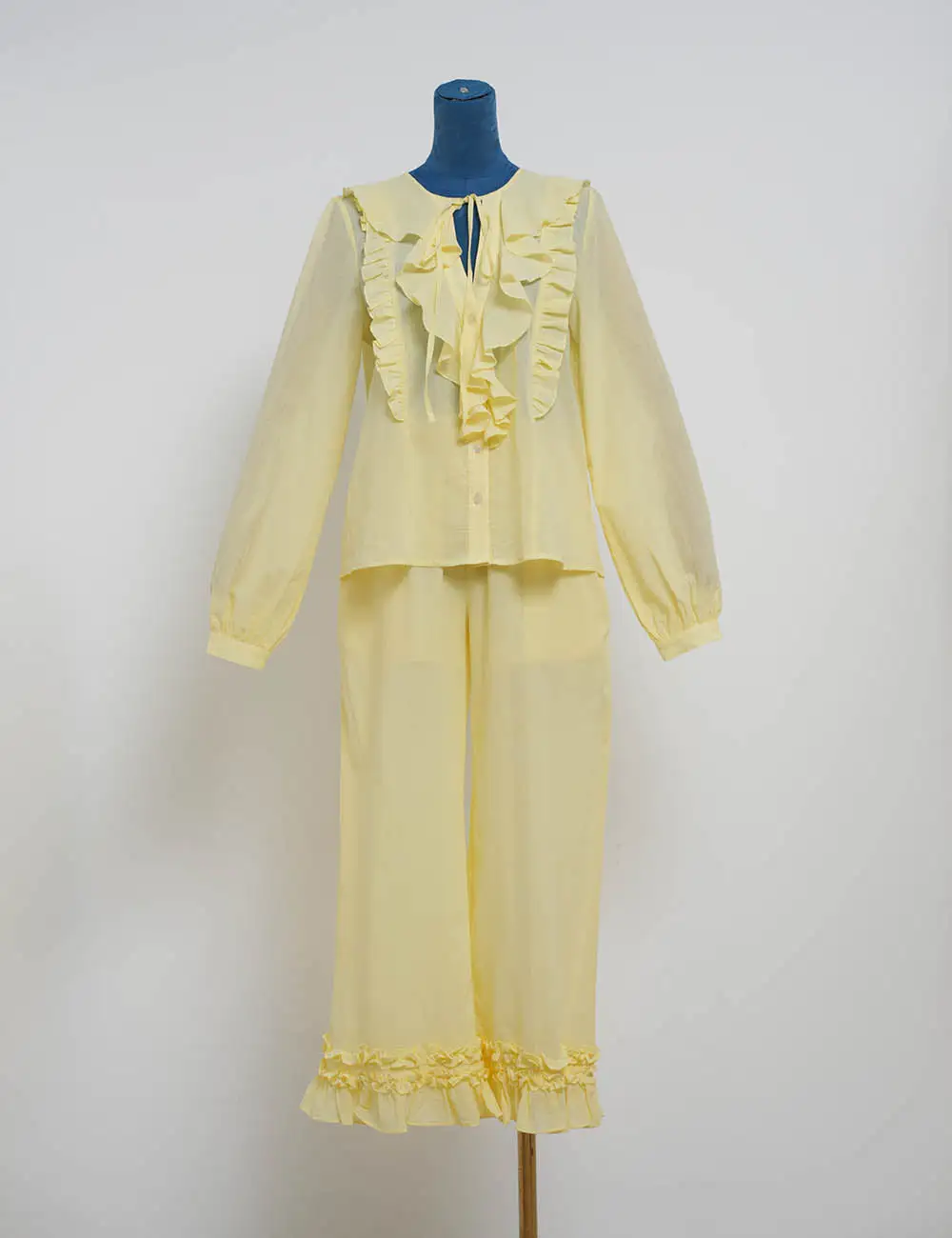Casual Elastic Waist Ruffle Hem Wide Leg Pants