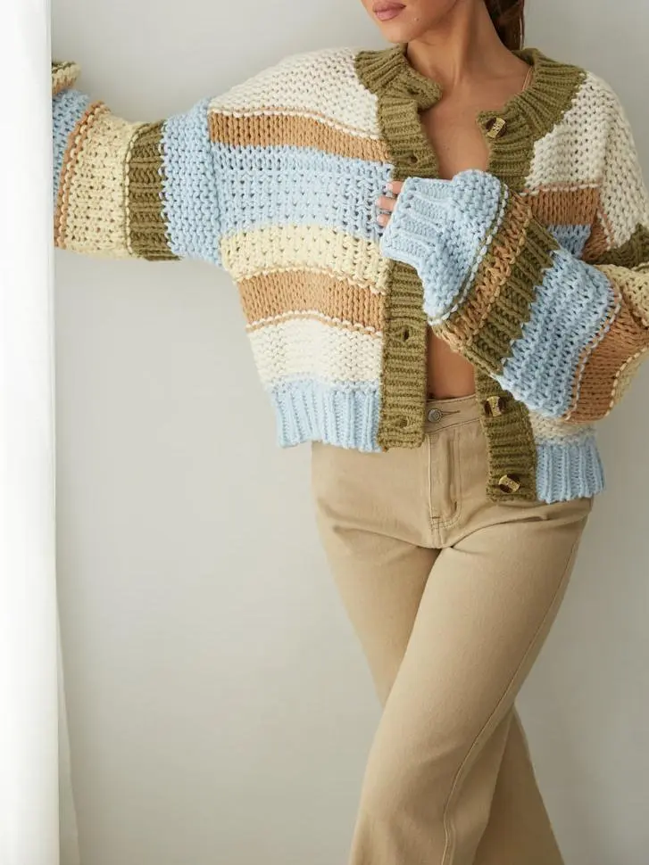 Chunky Striped Cardigan