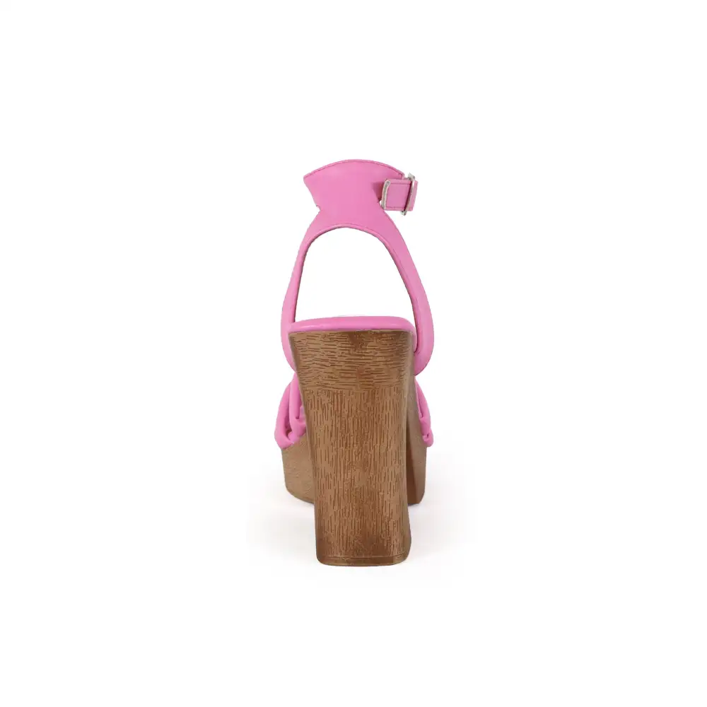 Padded Multi Strap in Wooden Heel