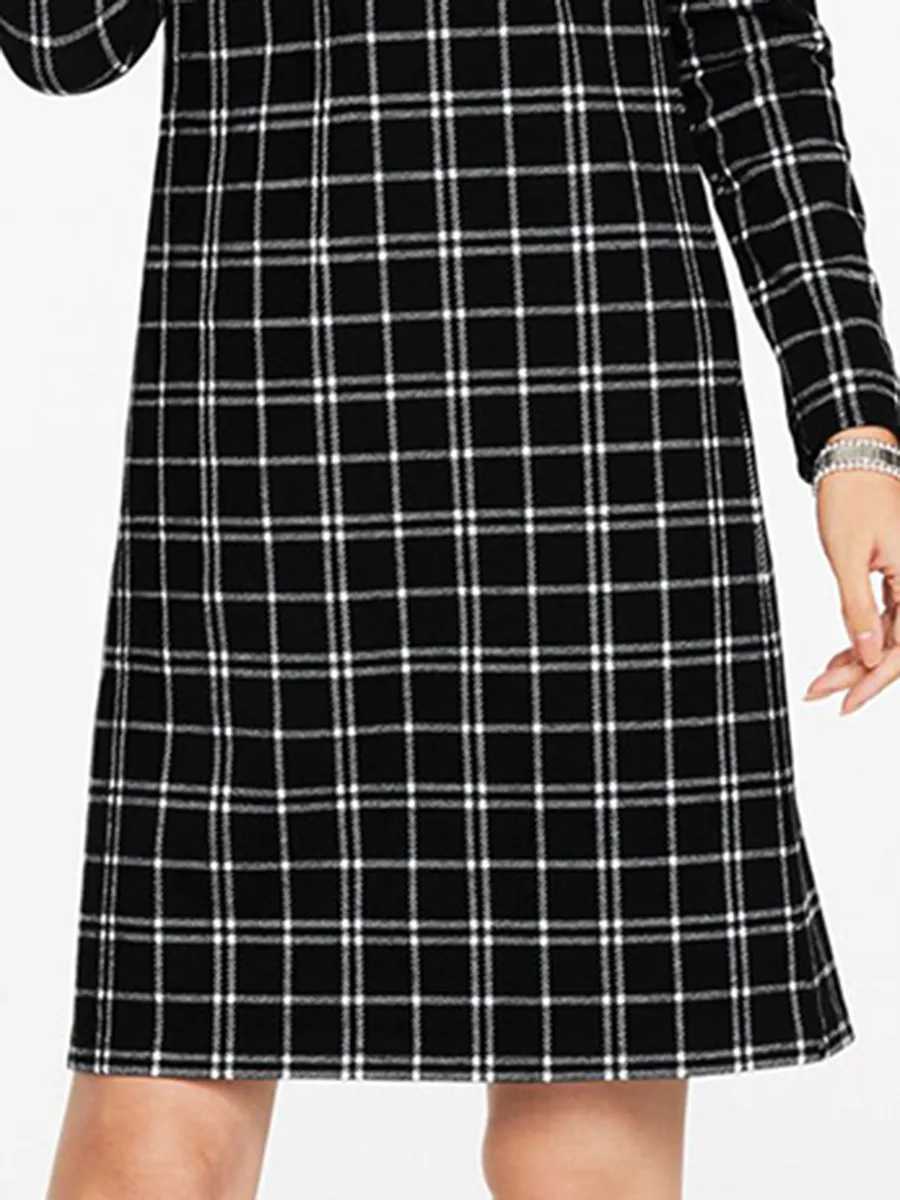 Women'S Chic Plaid Minimalist Dress