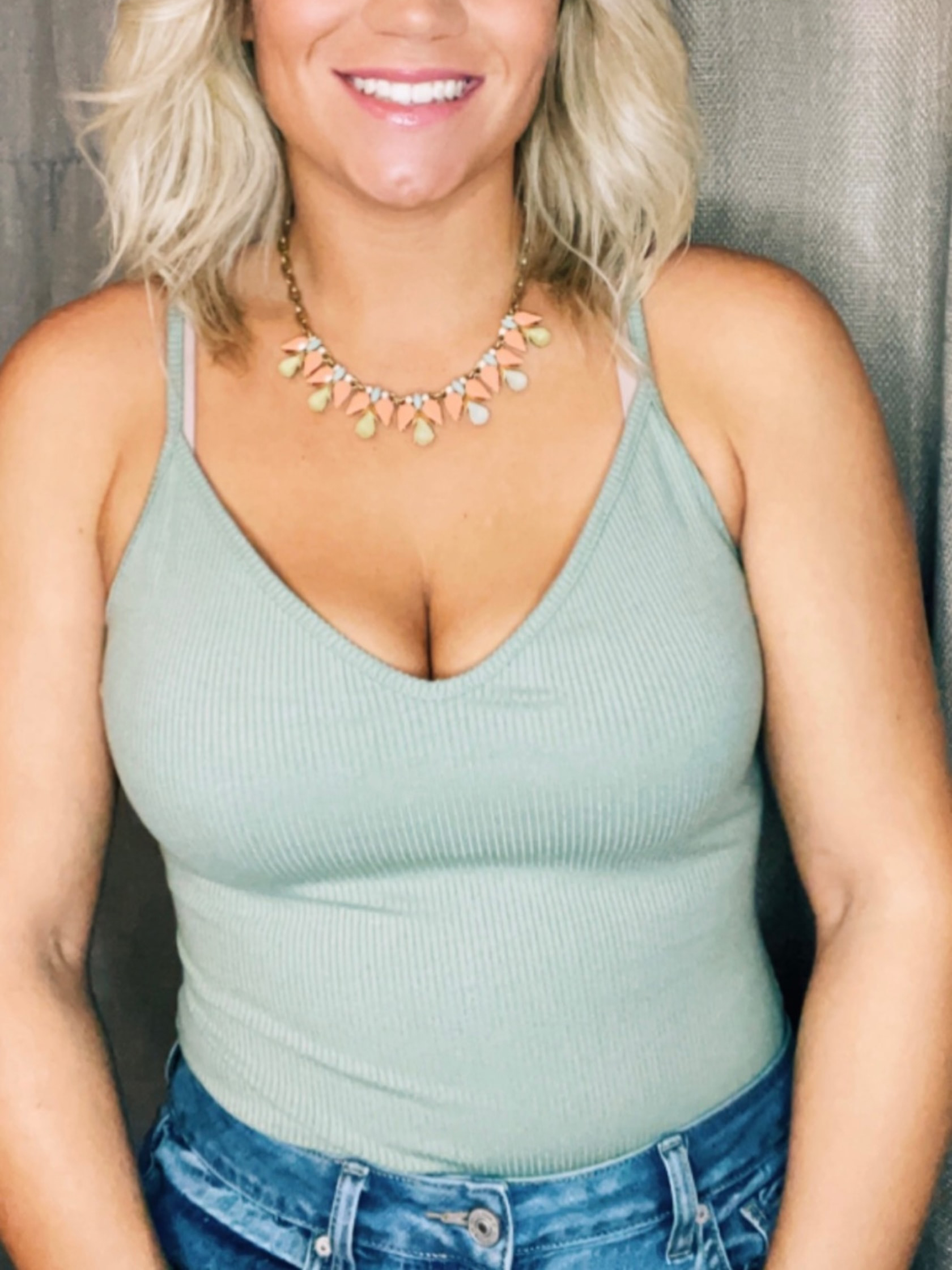 Ribbed V-Neck Cami Bodysuit