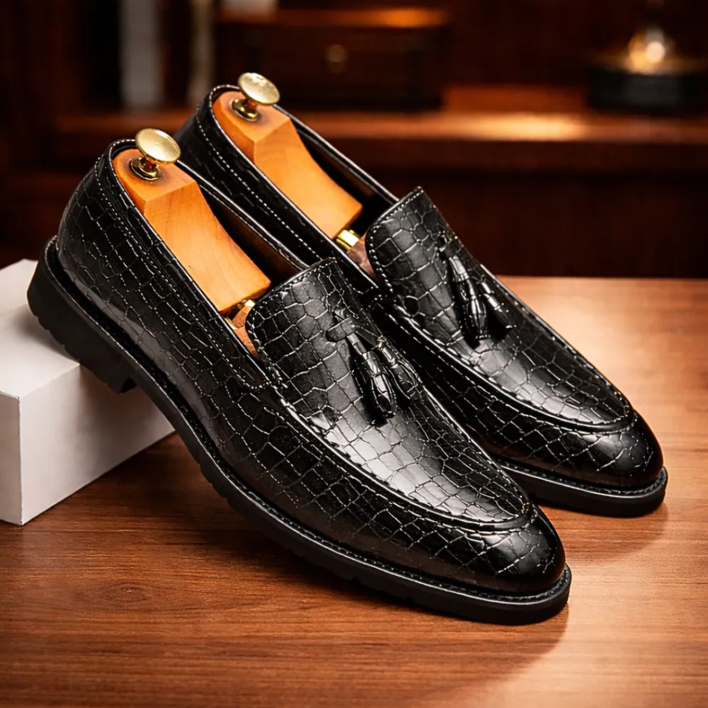 Textured Tassel Loafers