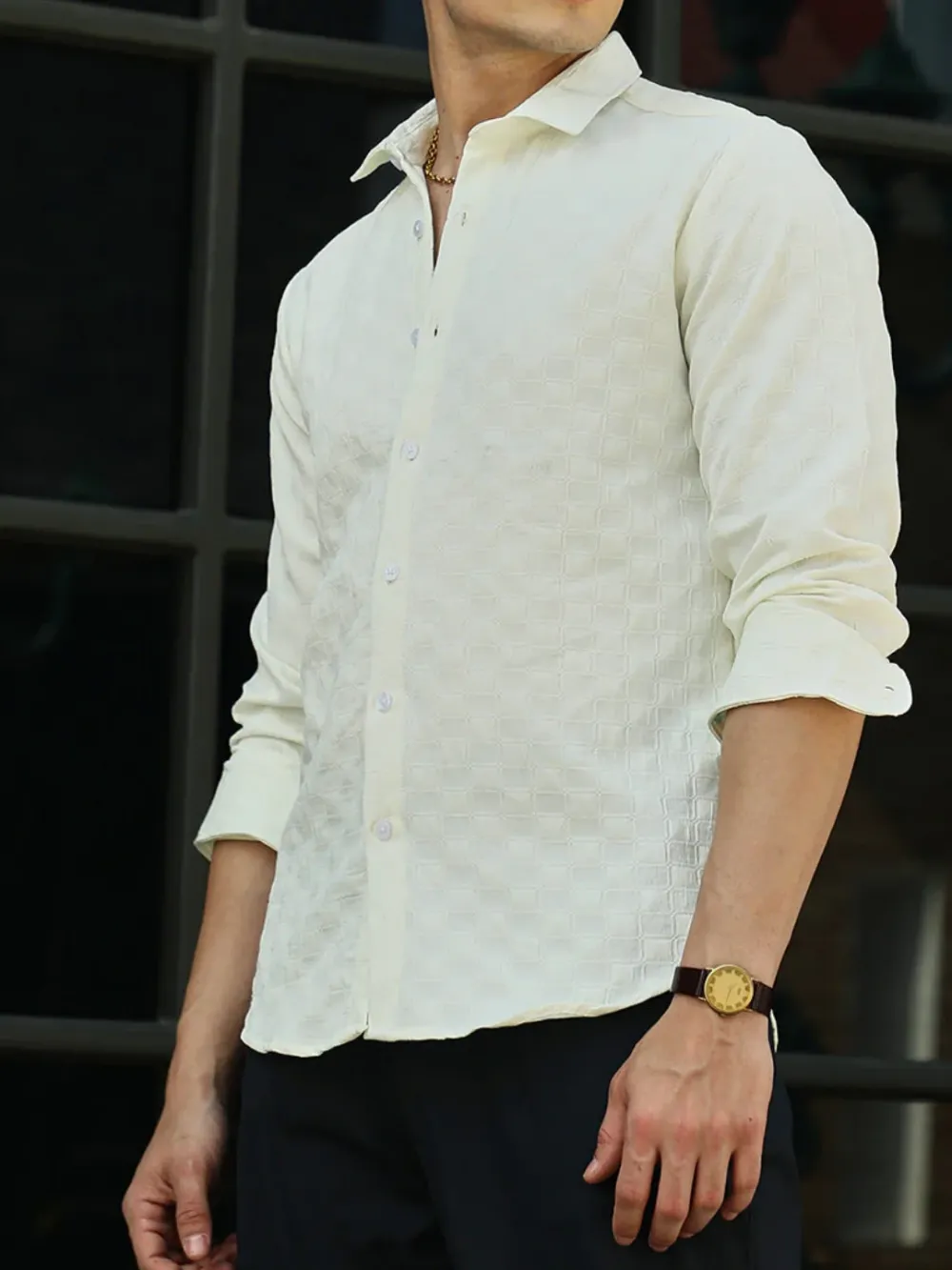 White Casual Style Full Sleeve Shirt