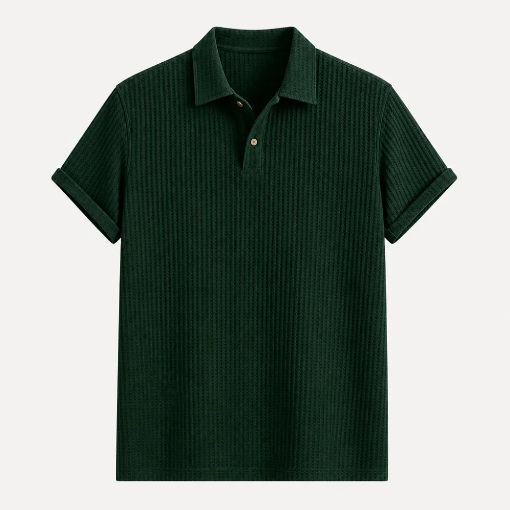 Men’s Waffle Textured Short Sleeve Polo Shirt
