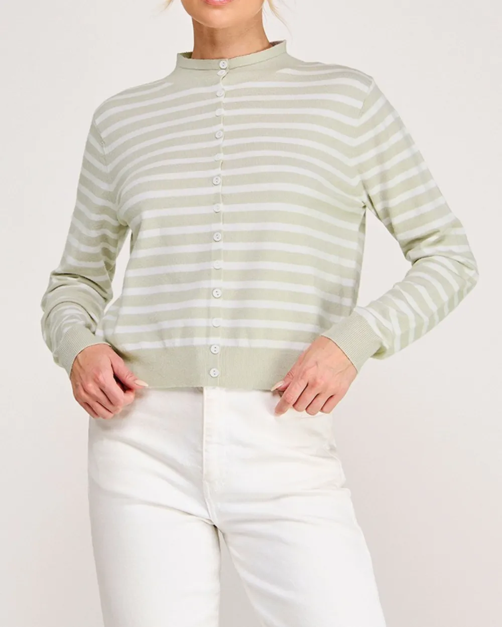 Mockneck Stripe Cardigan