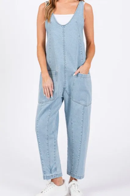 Washed Denim Jumpsuit