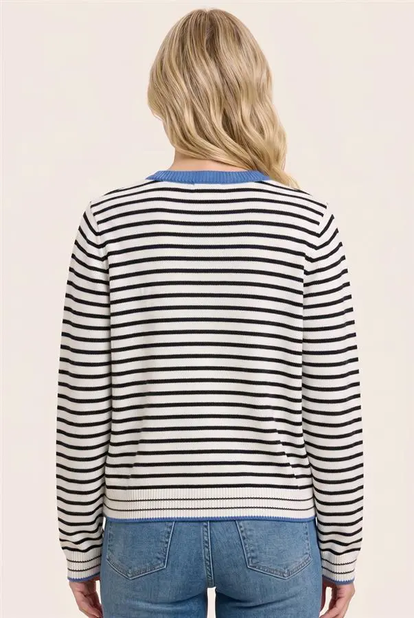 Color Accent Striped Cardigan