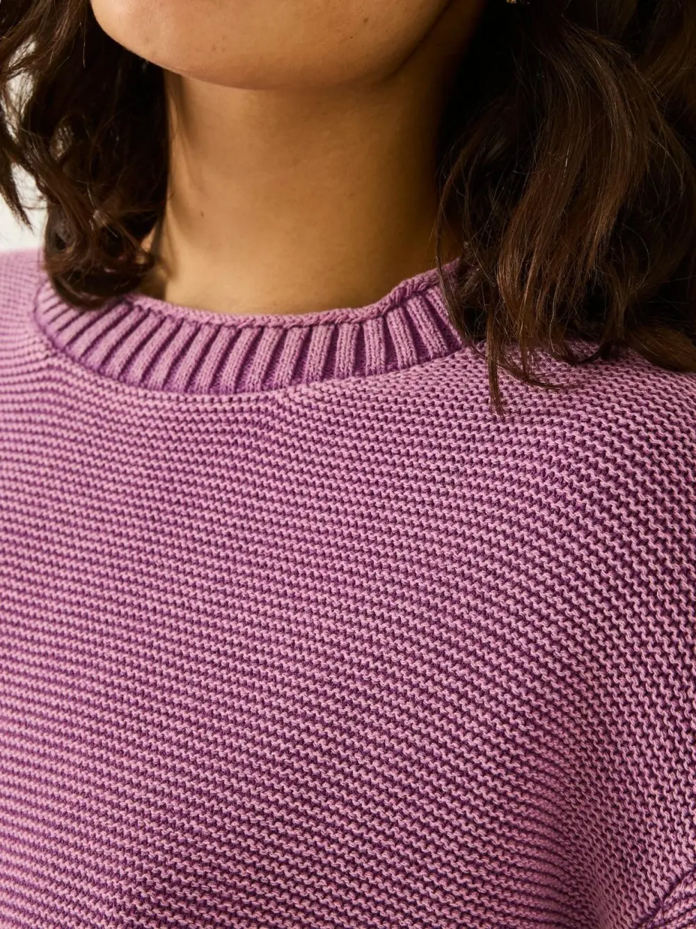Dusky Purple Elia Laundered Knitted 100% Cotton Jumper