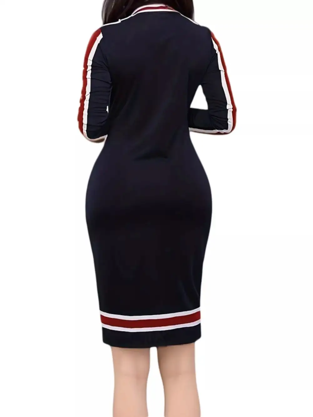 Lightweight Feel Striped Long Sleeve Dress