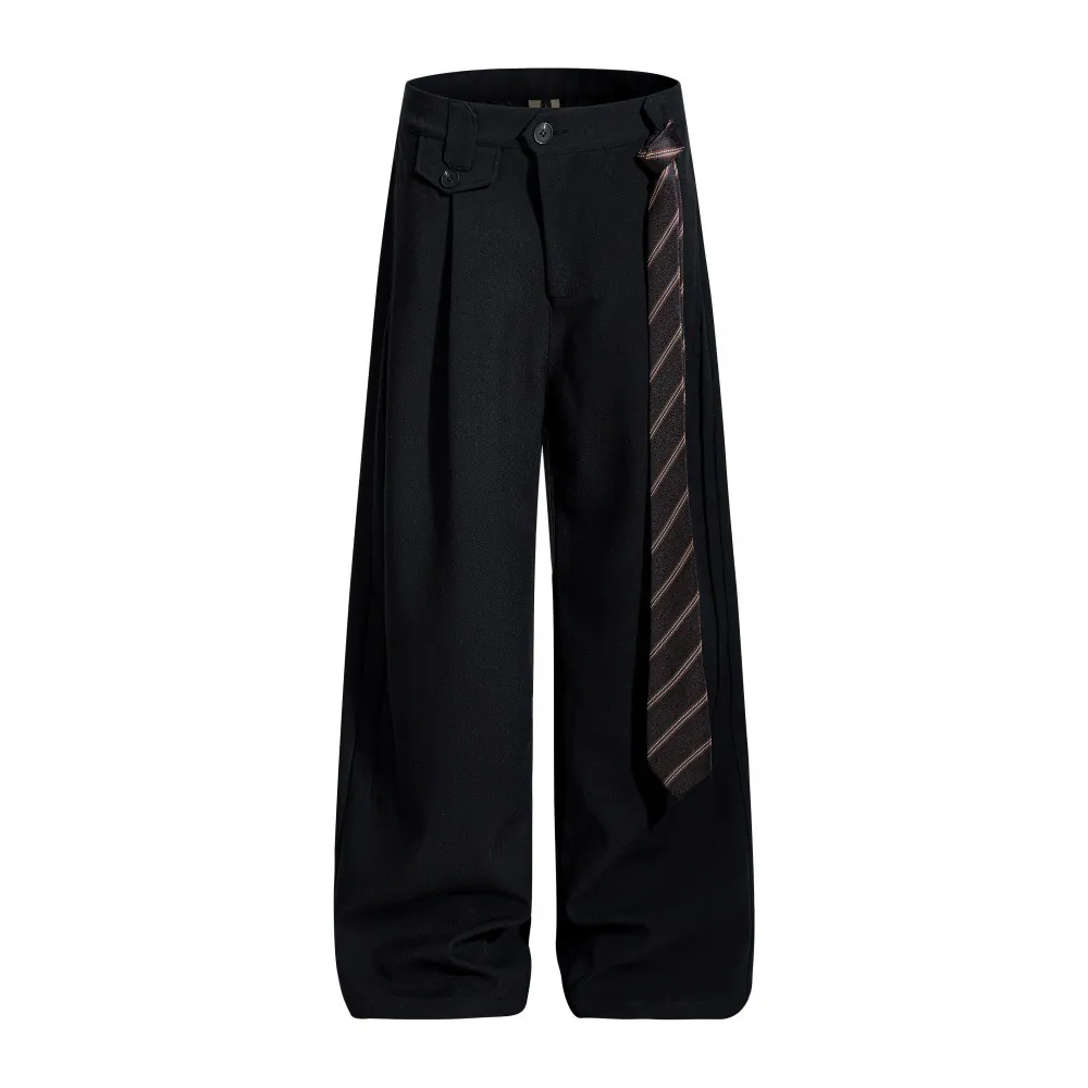 Loose-Fit Suit Pants with Tie Detail