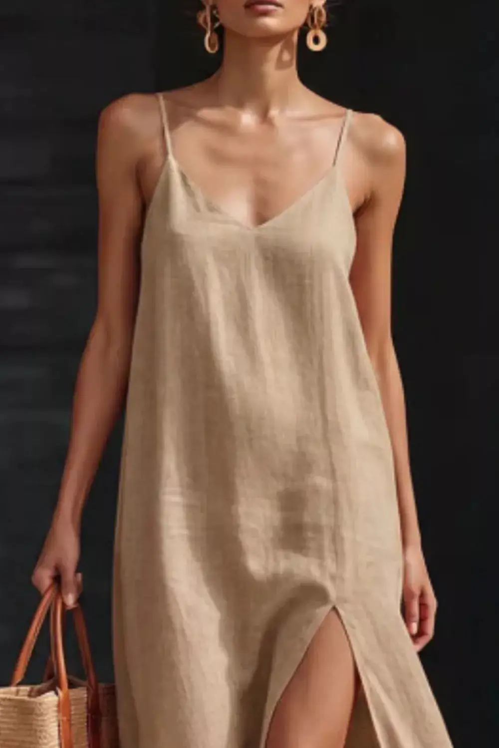 V Neck Slit Maxi Dress