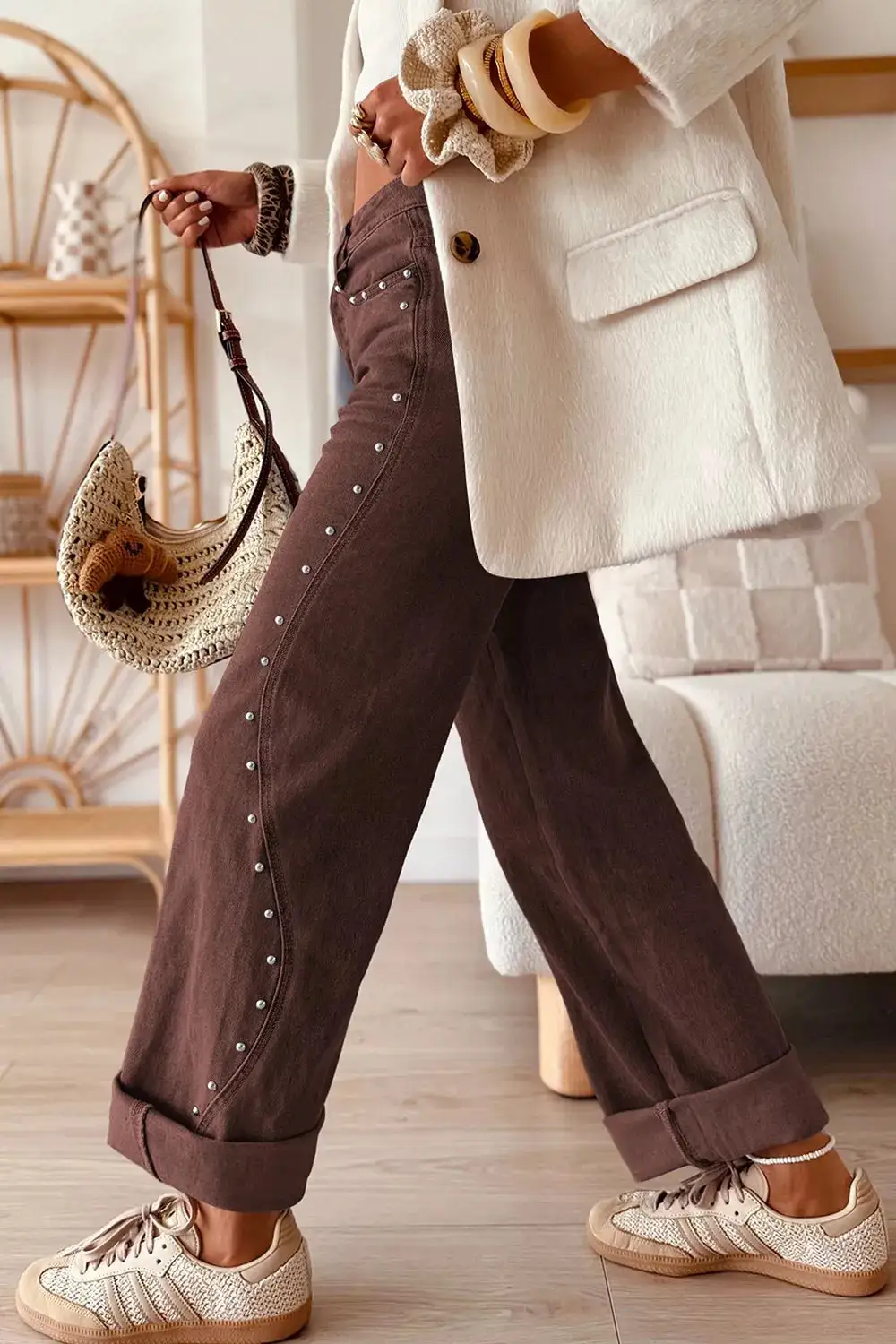 Studded Wide Leg Jeans