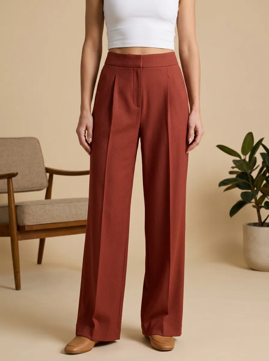 Wide-Leg High-Waisted High-Waist Solid Women's Wide-Leg Pants