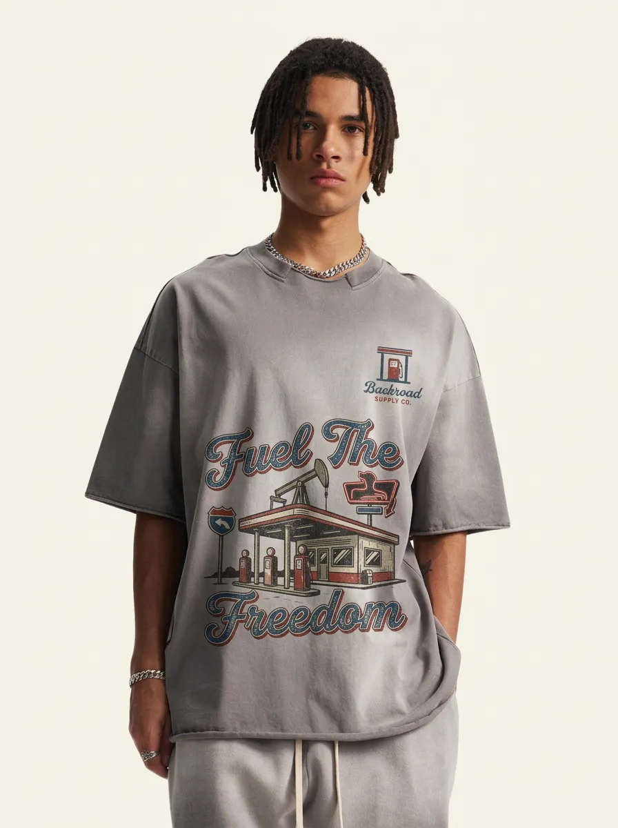 Men's Vintage Gas Station Fuel The Freedom Printed T-shirt