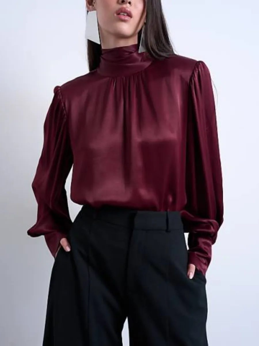 High Neck Satin Blouse