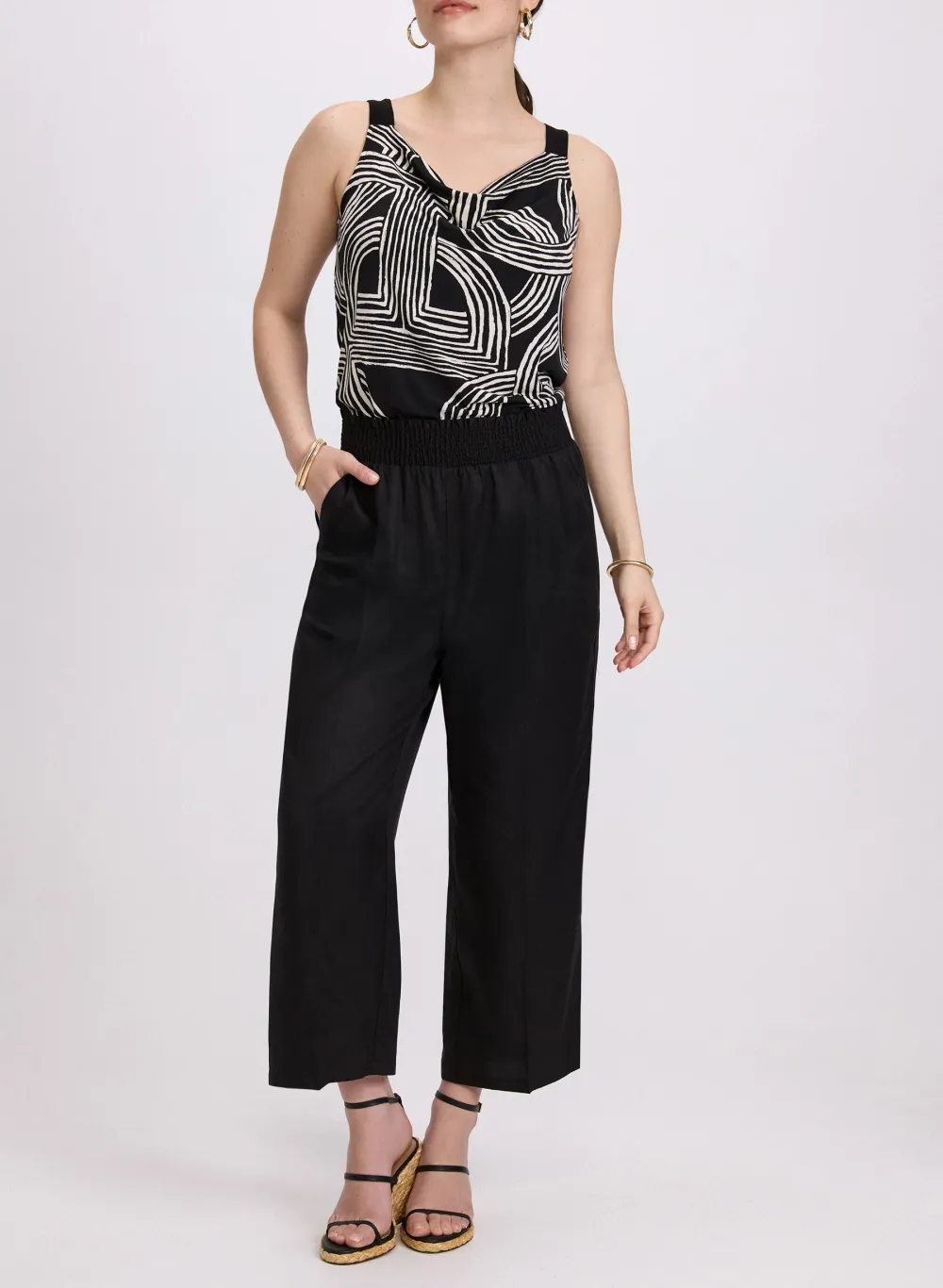 Floral Denim Wide-Leg Pants