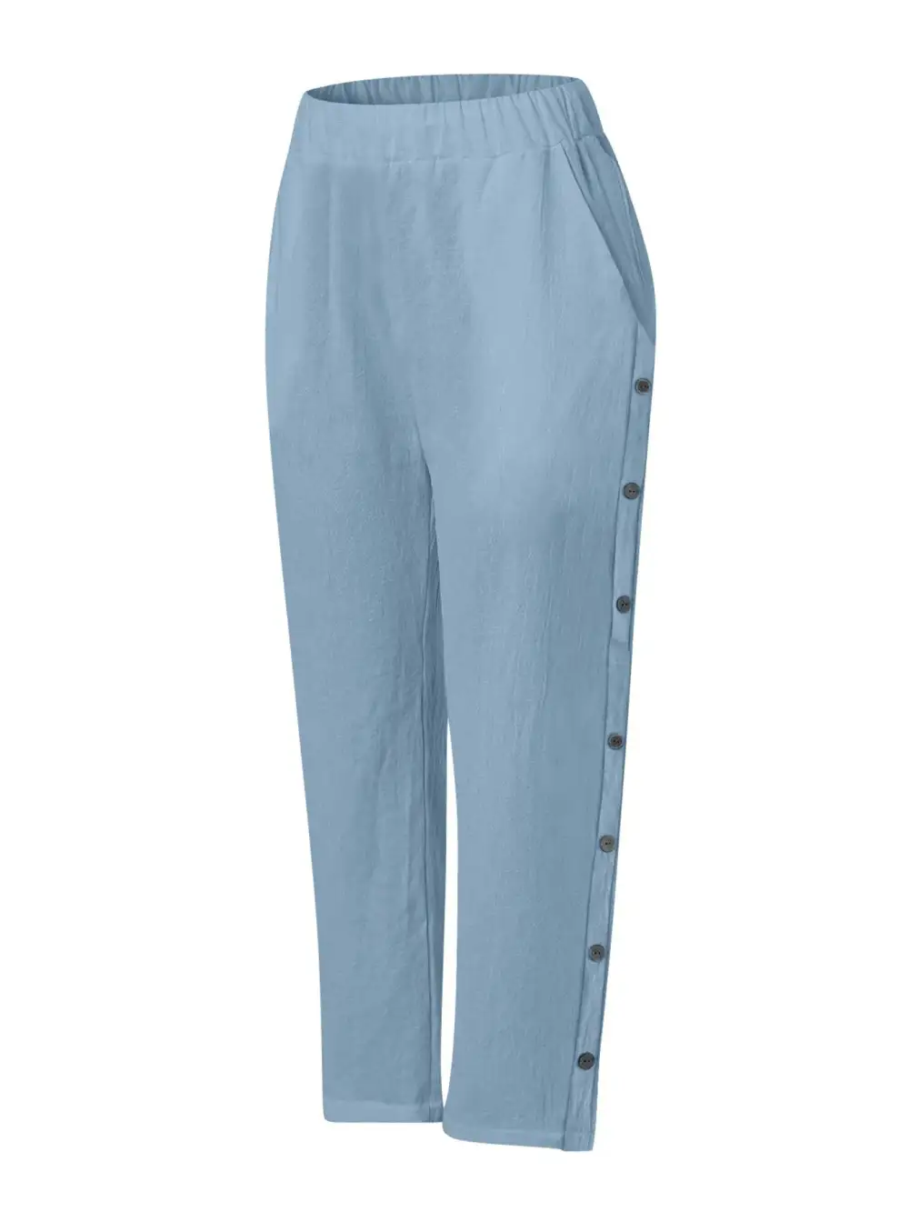 Side Decor Button Casual Wide Leg Pants