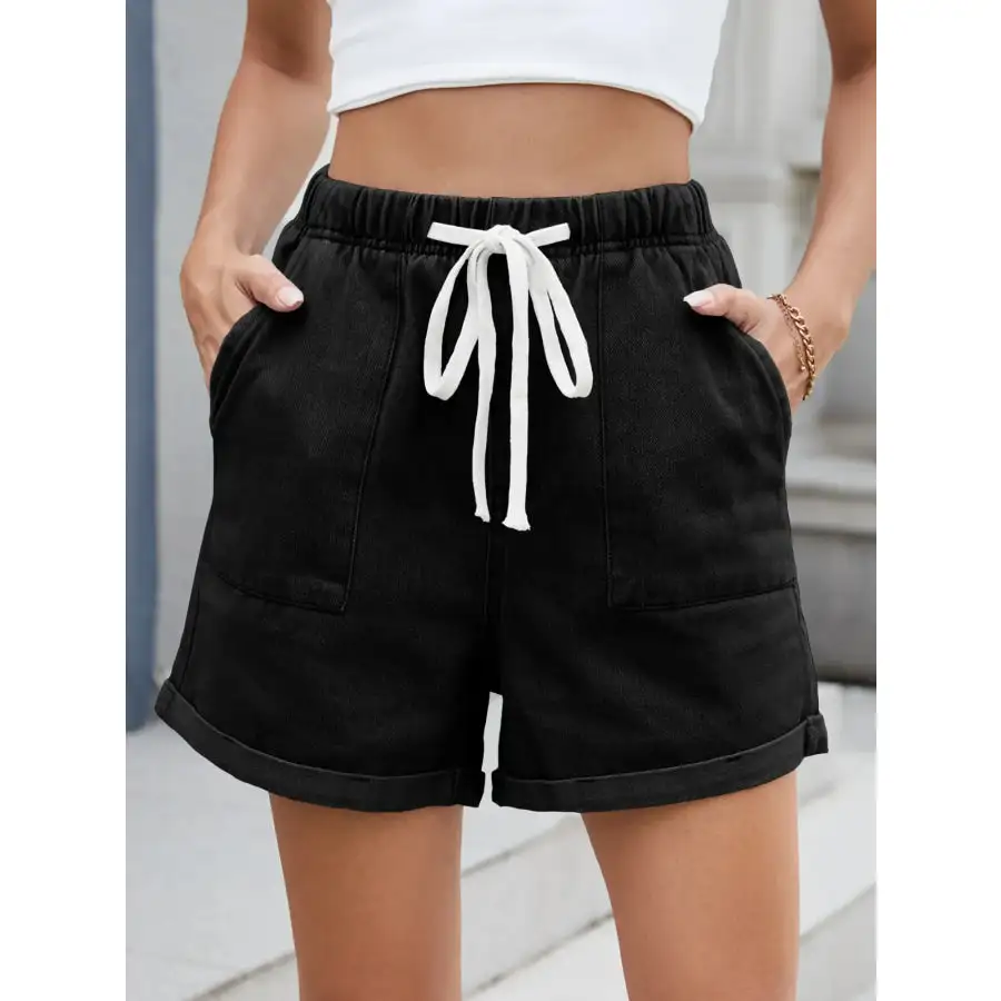 Drawstring Wash Denim Shorts