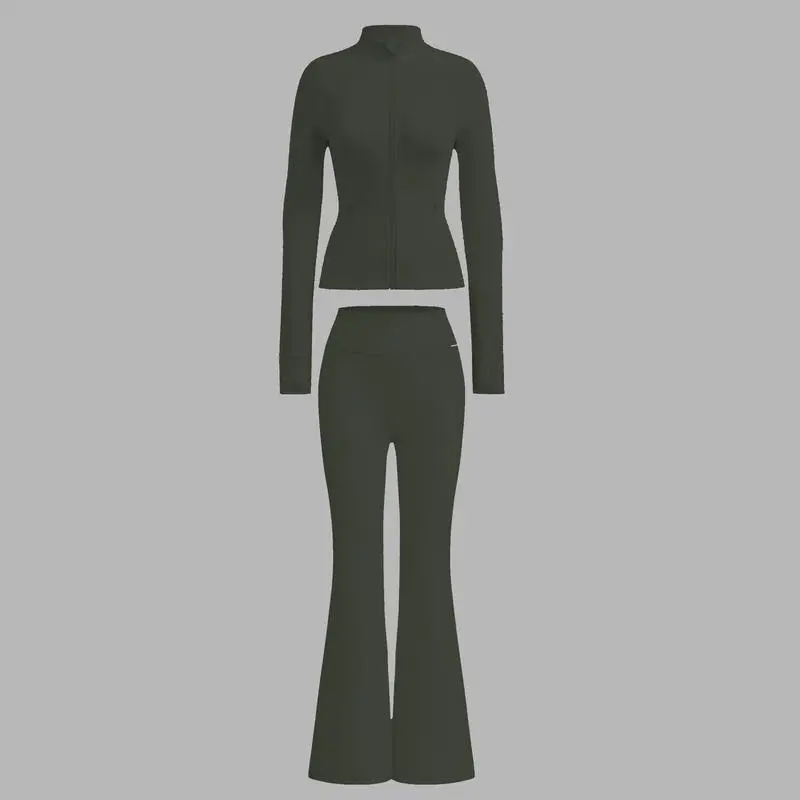 2PCS Slim-It BBL Jacket and Flare Leggings Daily Set