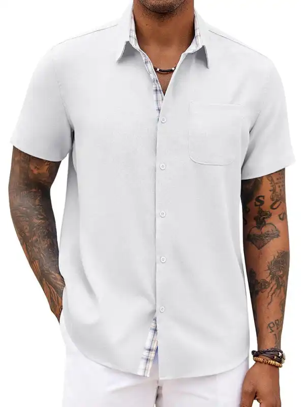 Casual Plaid Splicing Shirt